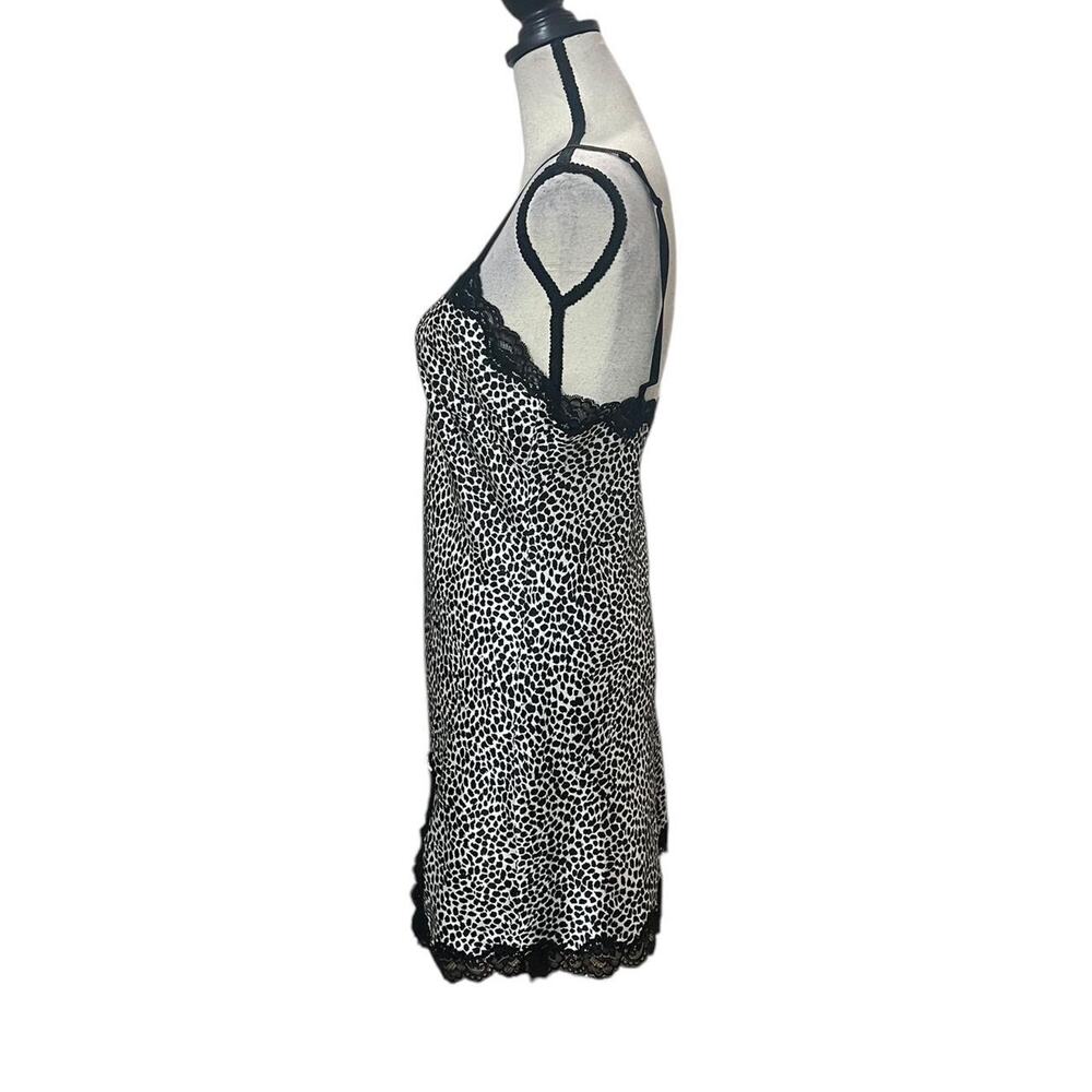 Victoria's Secret Y2K Black & Ivory Coquette Cheetah Print Lace Trim Y2K Chemise - Picture 5 of 8